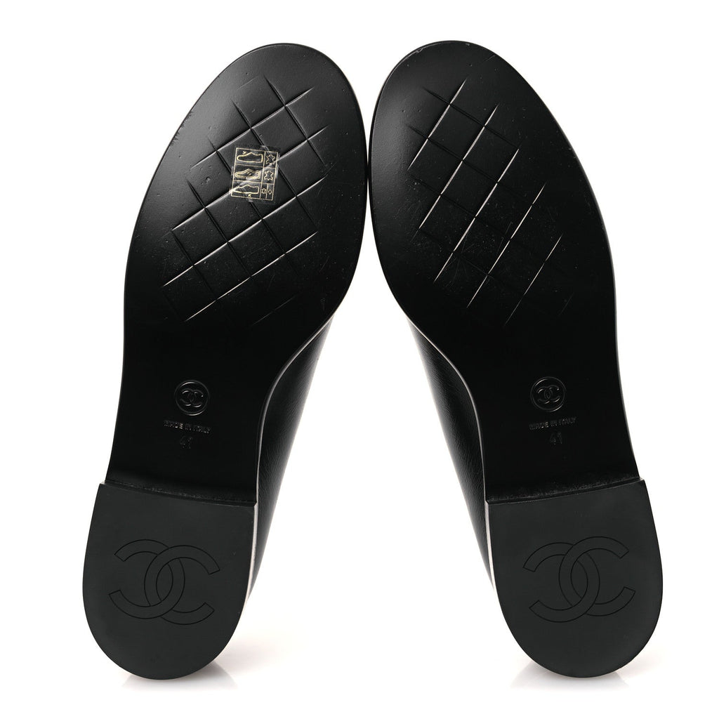 Chanel Shiny Calfskin CC Moccasins 41 Black