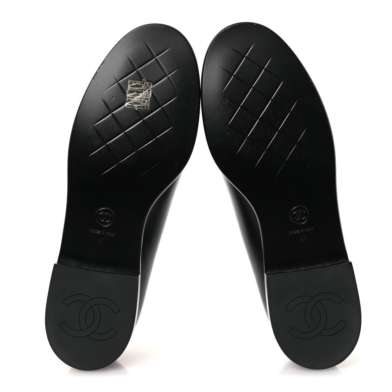 Chanel Shiny Calfskin CC Moccasins 41 Black