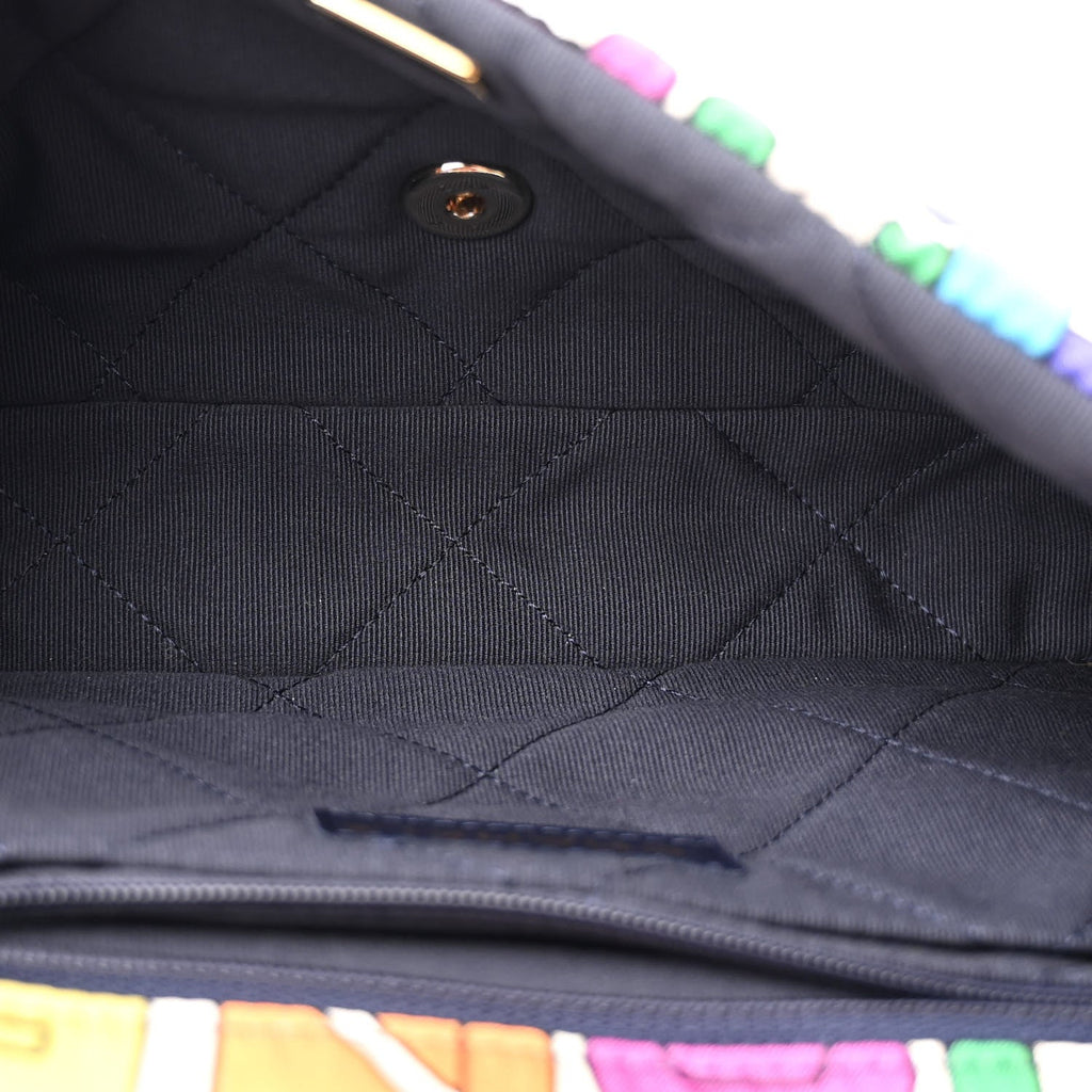 Chanel Printed Fabric Quilted Logo Single Flap Bag Multicolor