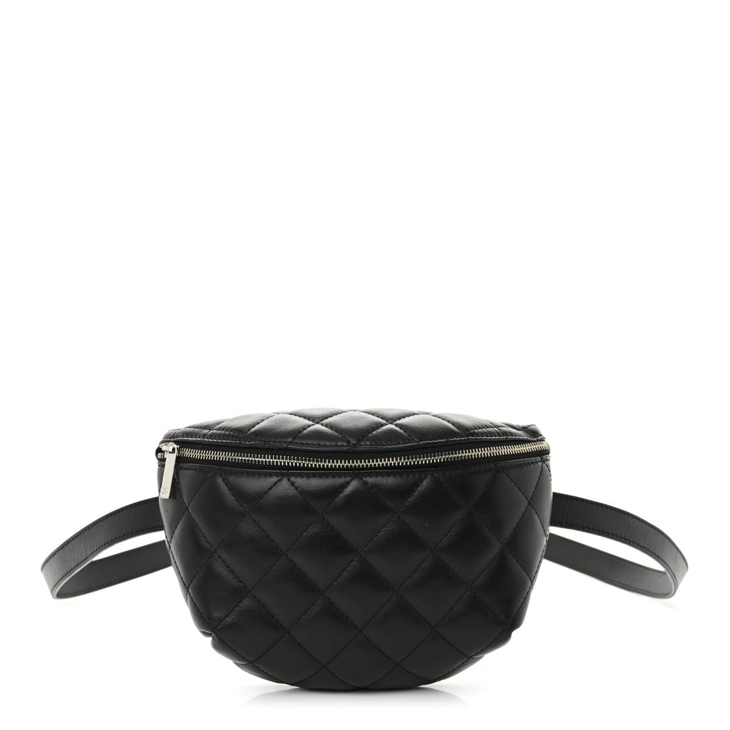 Chanel Calfskin Quilted Uniform Waist Belt Bag Black