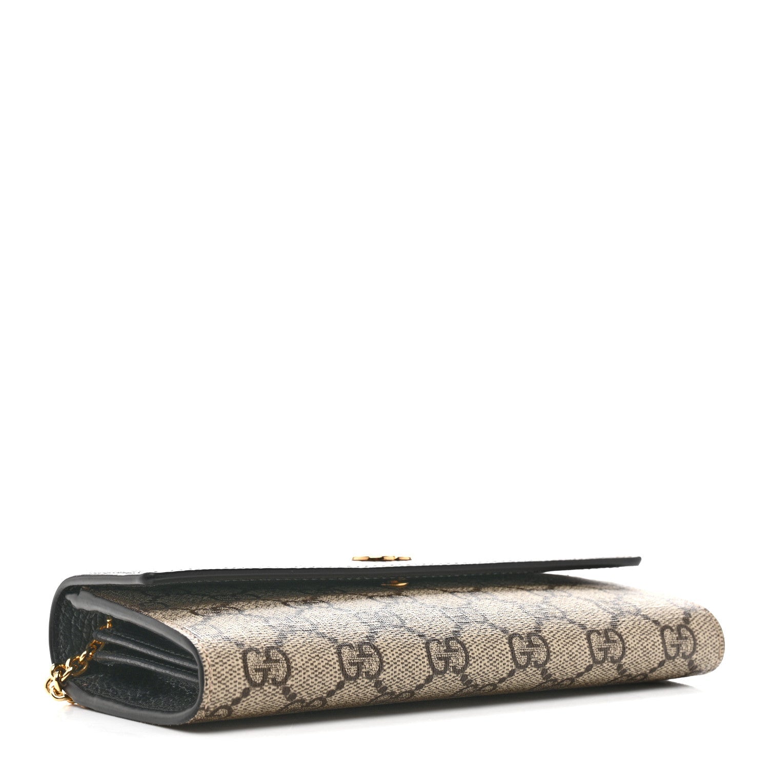 Gucci Dollar Calfskin GG Supreme Monogram Petite GG Marmont Wallet Chain Bag Black Beige Ebony