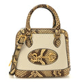 Gucci Snakeskin Boarded Plutone Calfskin Mini Horsebit 1955 Top Handle Bag White Multicolor