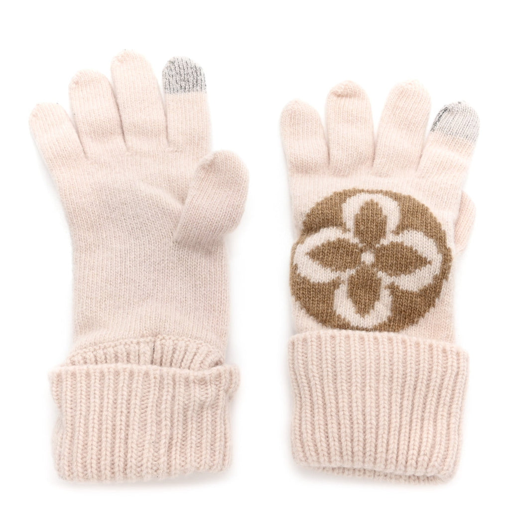 Louis Vuitton Wool Maille Knit Flight Mode LV Medallion Gloves Camel Rose