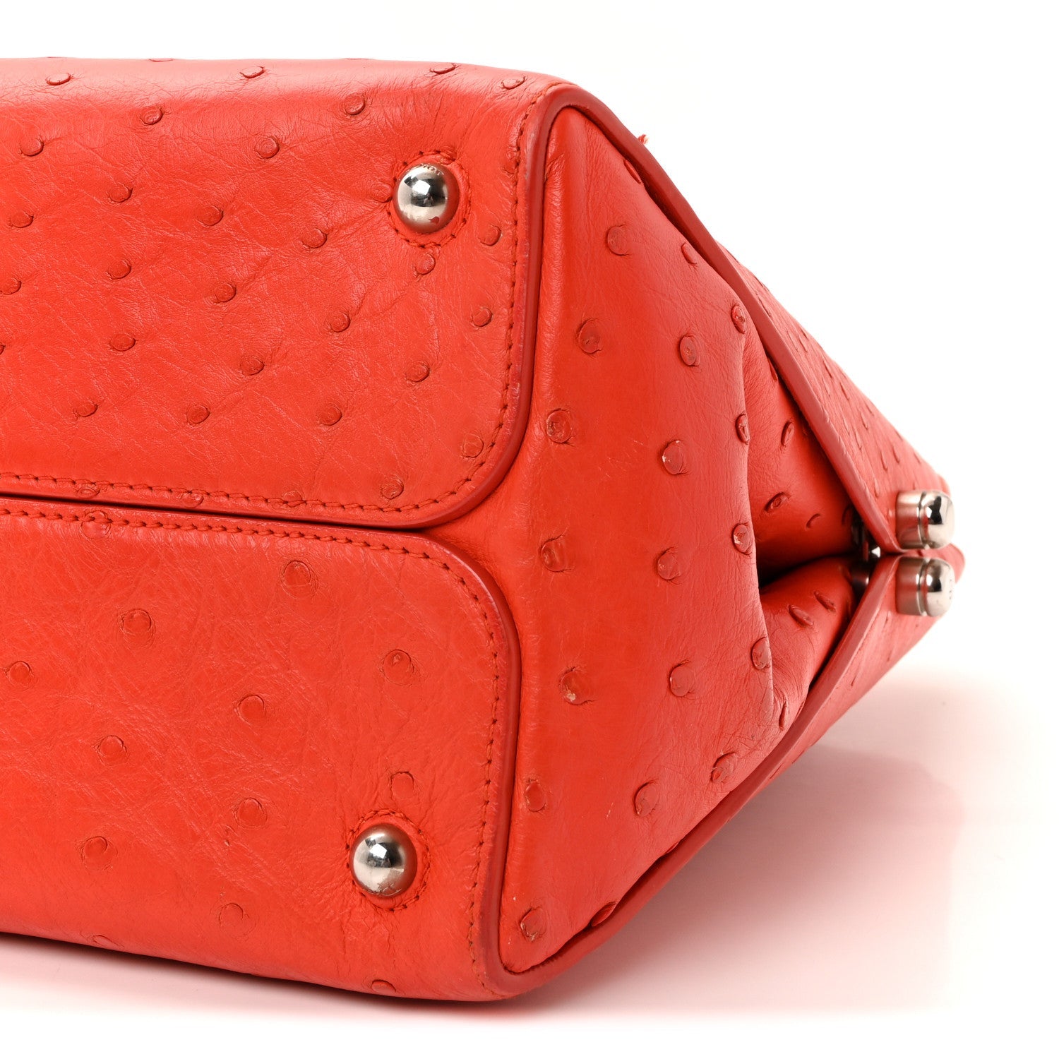 Christian Dior Ostrich Large Open Bar Tote Orange