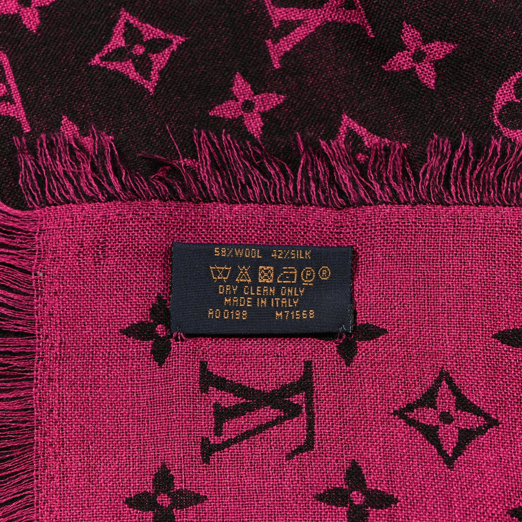 Louis Vuitton Wool Silk So LV Stole Pink Black