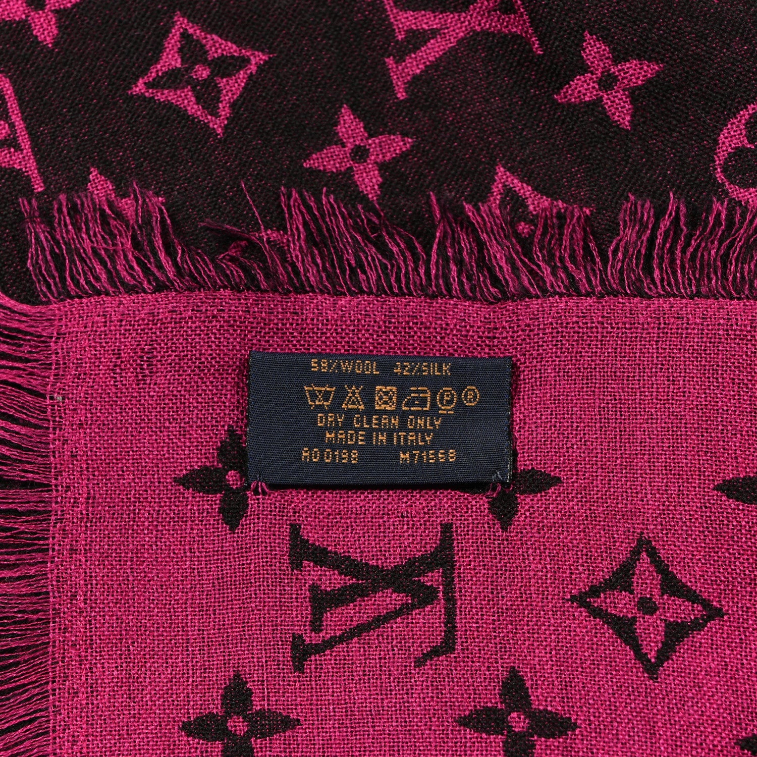 Louis Vuitton Wool Silk So LV Stole Pink Black
