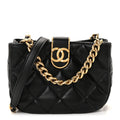 Chanel Lambskin Quilted Small Chain Hobo Black
