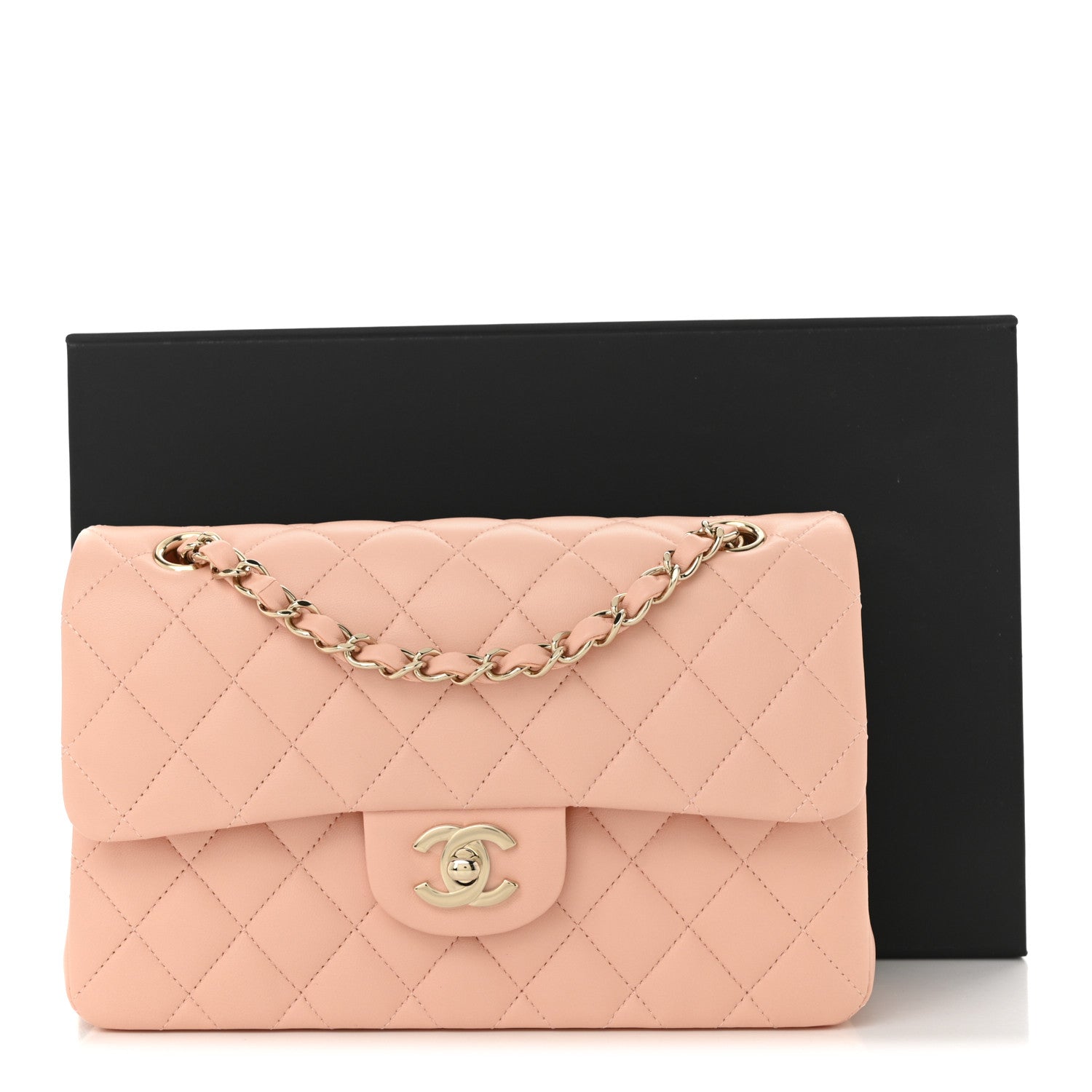 Chanel Lambskin Quilted Small Double Flap Light Orange