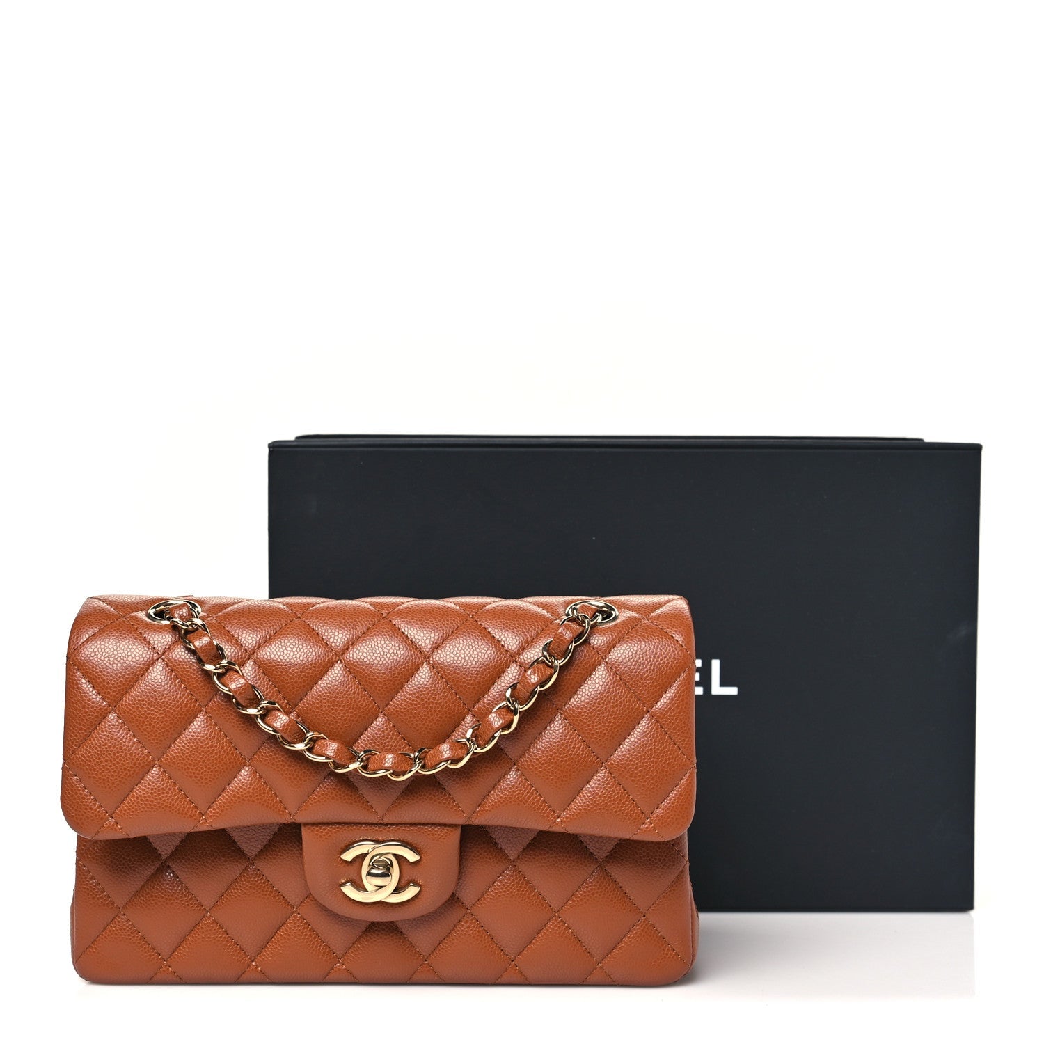 Chanel Caviar Quilted Small Double Flap Light Brown