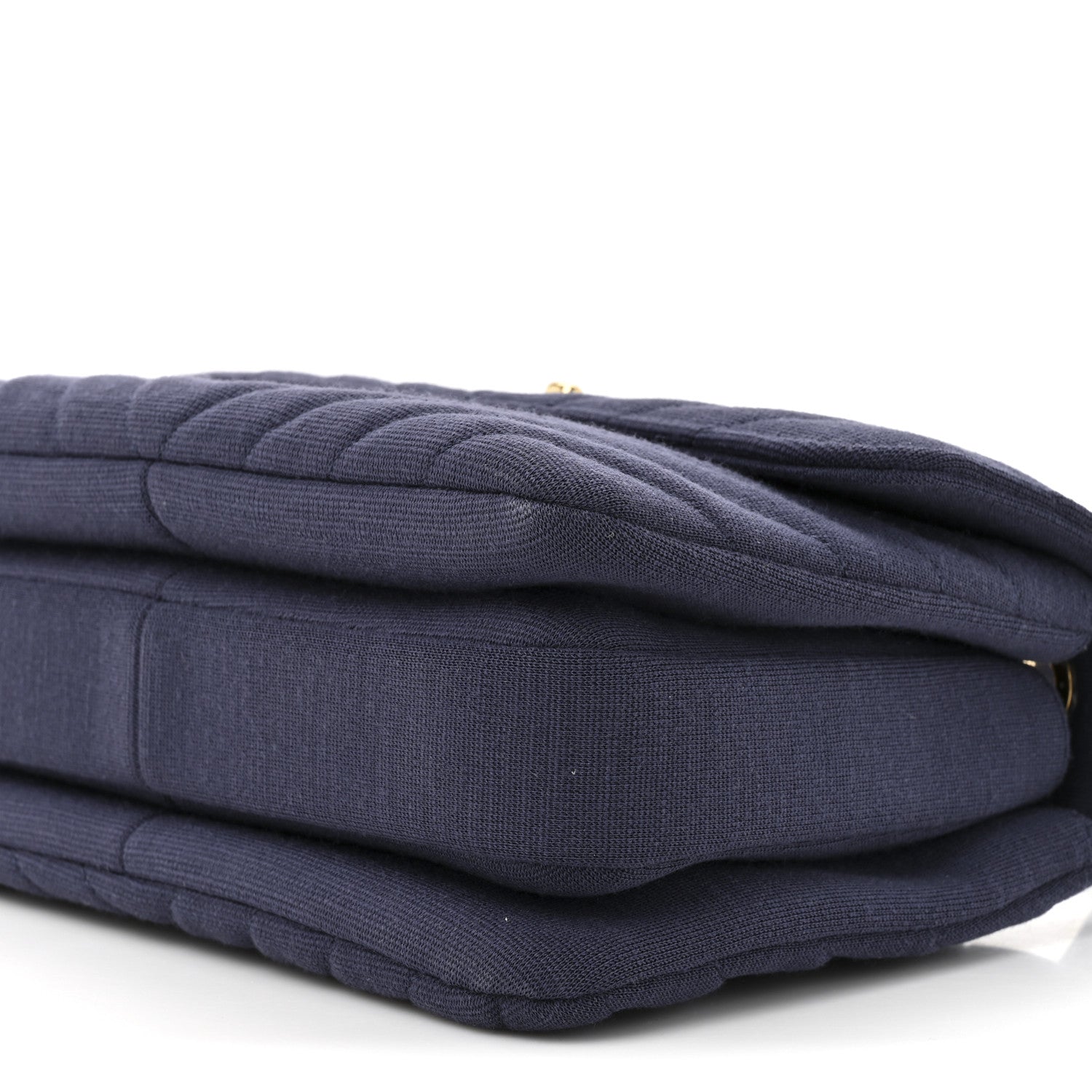 Chanel Jersey Chevron Quilted Small Trendy CC Dual Handle Flap Bag Navy Blue