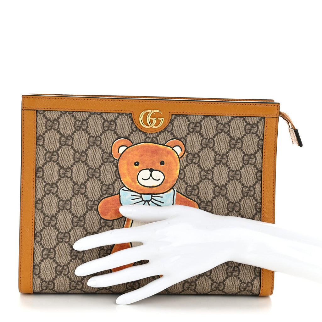 Gucci X KAI GG Supreme Monogram Toiletry Case Beige Vintage Sun Oil
