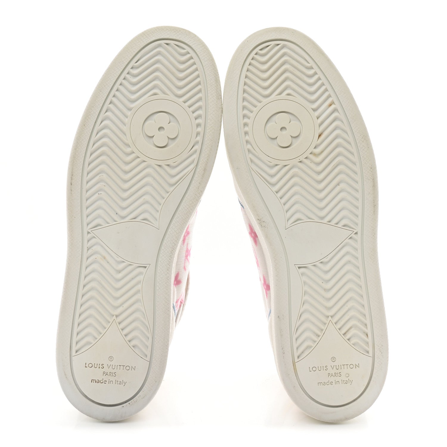 Louis Vuitton Calfskin Nylon Mesh Monogram Womens Boombox High Top Sneakers 37 Bleu Rose