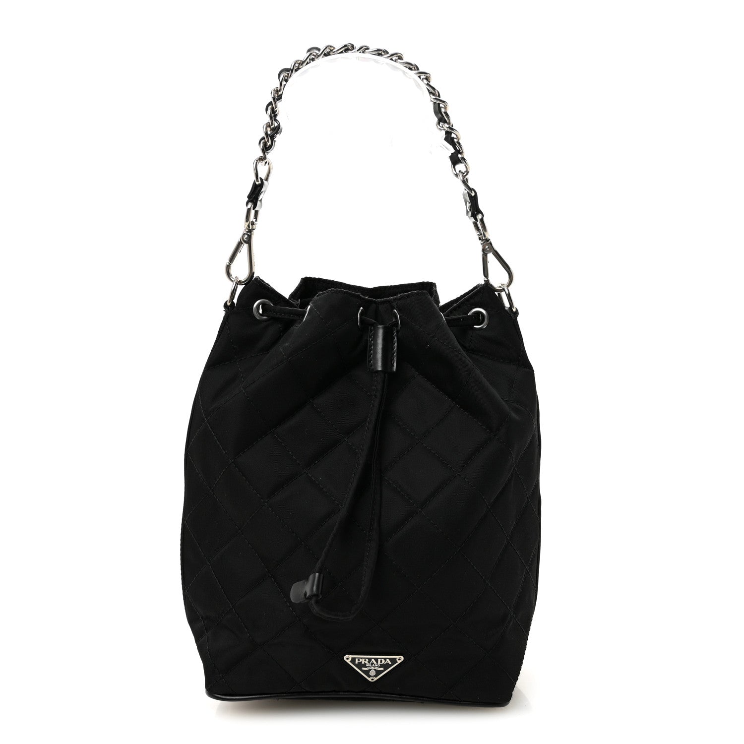 Prada Tessuto Nylon Quilted Drawstring Bucket Bag Black