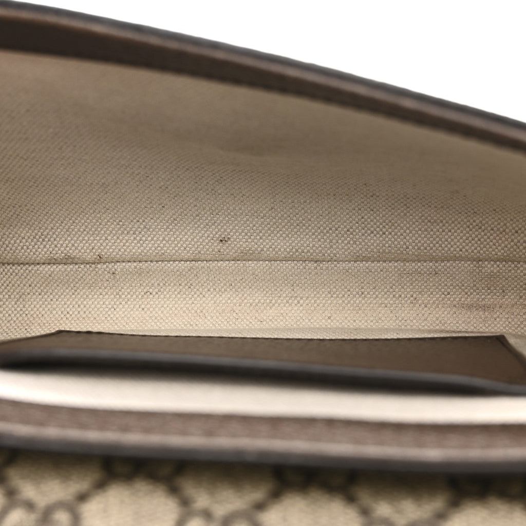 Gucci GG Supreme Monogram Textured Dollar Calfskin Web Mini Ophidia Envelope Shoulder Bag Beige Ebony New Acero