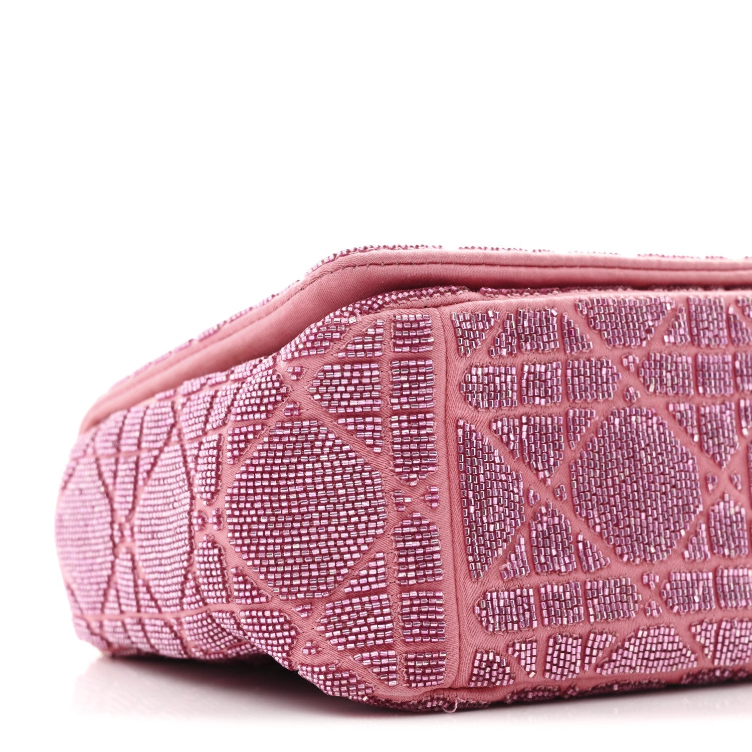 Christian Dior Calfskin Beaded Small Caro Bag Pink