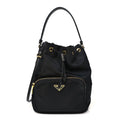 Prada Saffiano Tessuto Nylon Mini Bucket Crossbody Bag Black