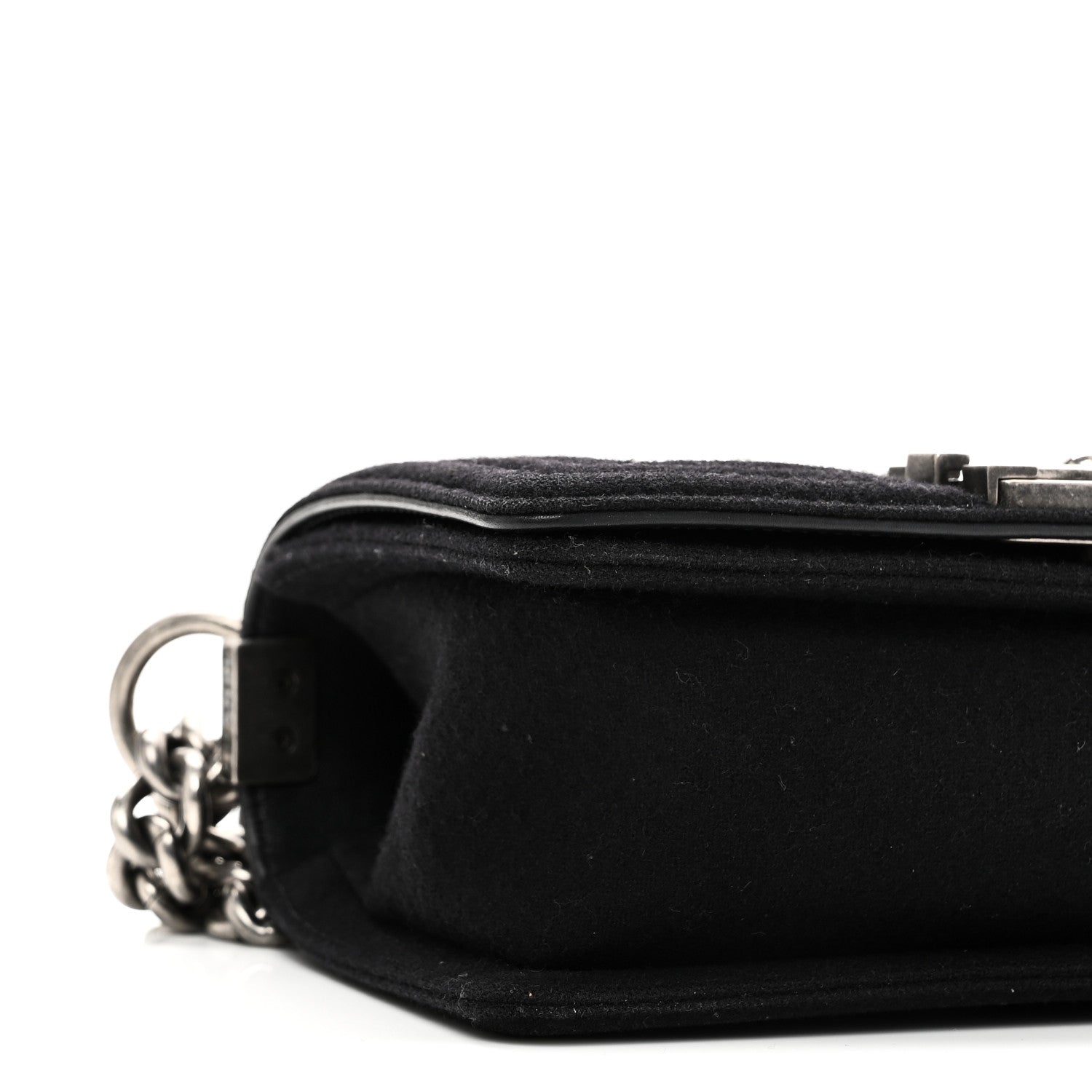 Chanel Wool Felt Embellished Small Boy Flap Black