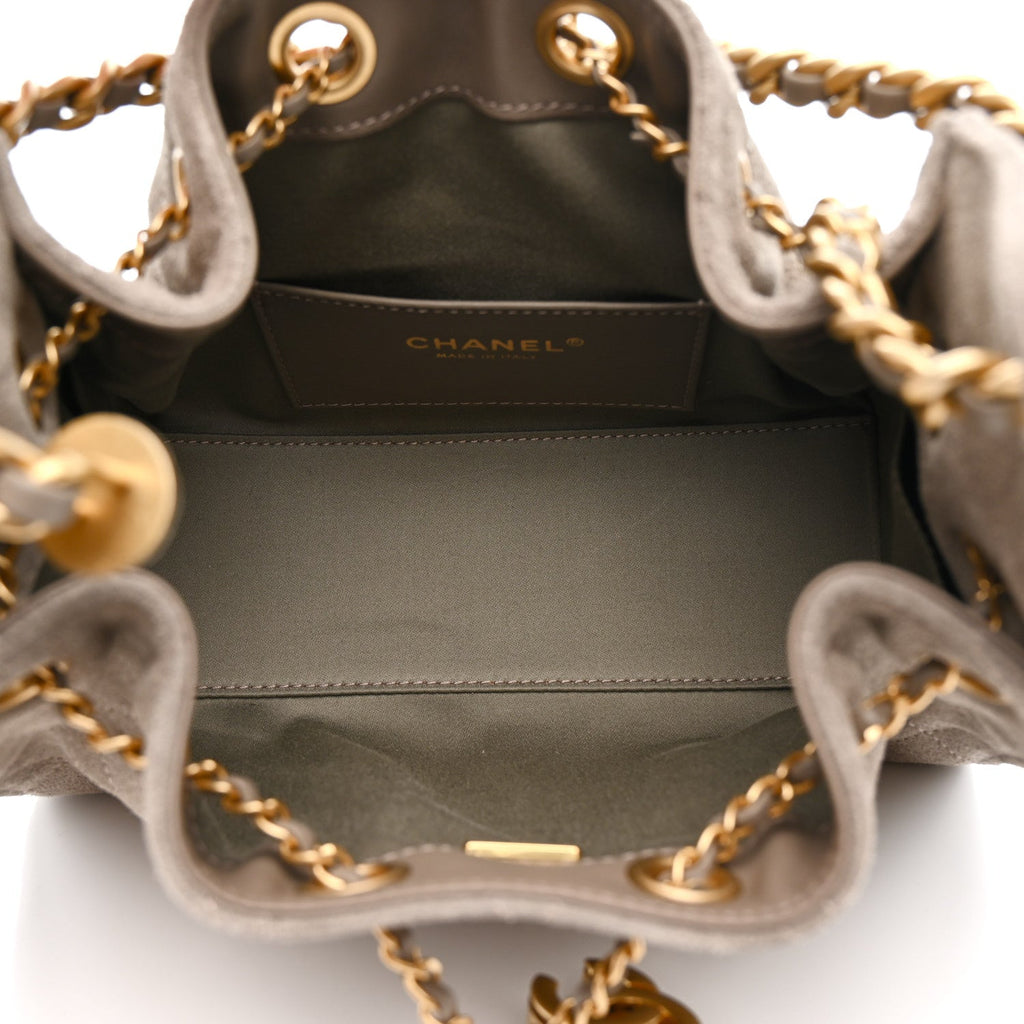 Chanel Suede Quilted Mini Chanel 25 Handbag Dark Grey