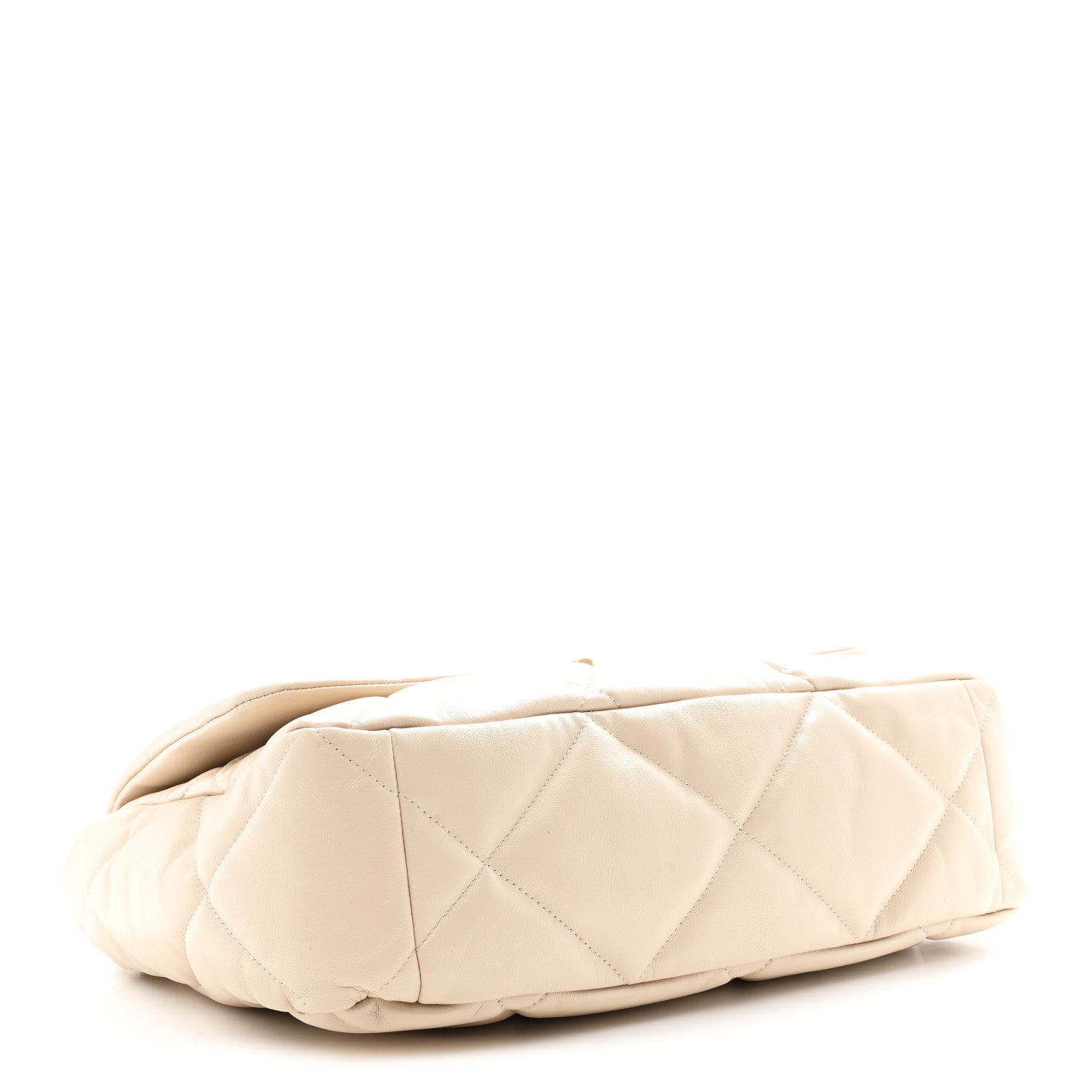 Chanel Goatskin Quilted Maxi Chanel 19 Flap Beige