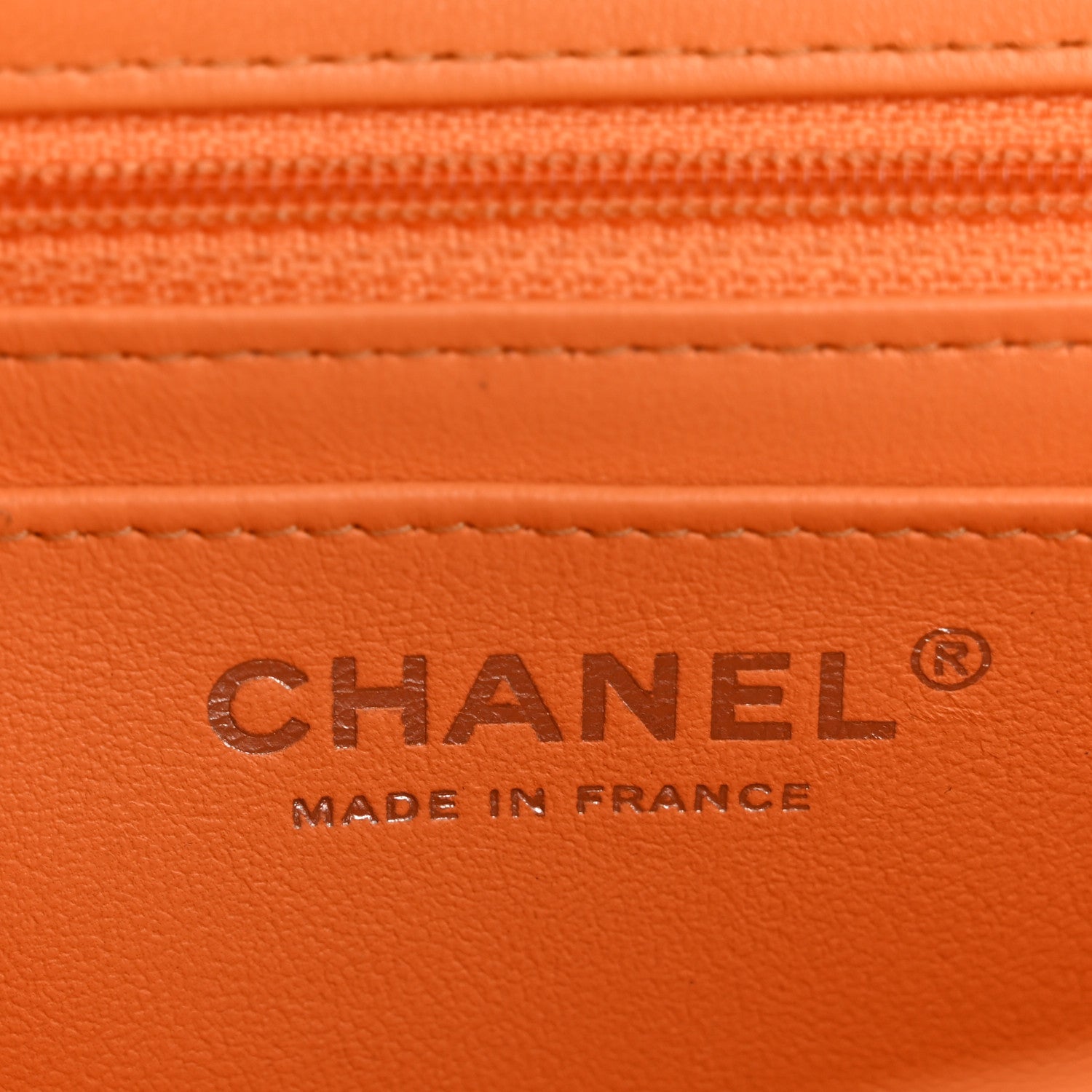 Chanel Lambskin Quilted Mini Rectangular Flap Orange