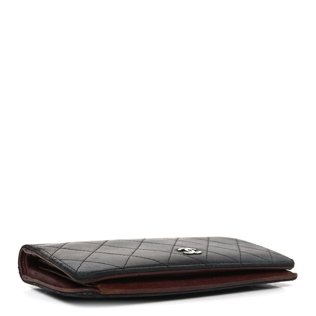 Lambskin Quilted Yen Wallet Black