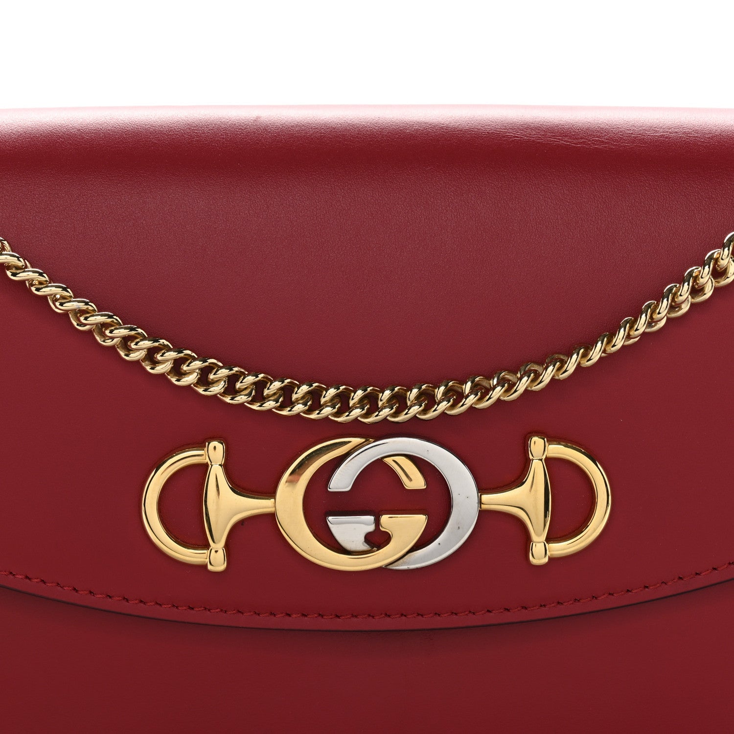 Gucci Smooth Calfskin Small Zumi Top Handle Shoulder Bag Hibiscus Red