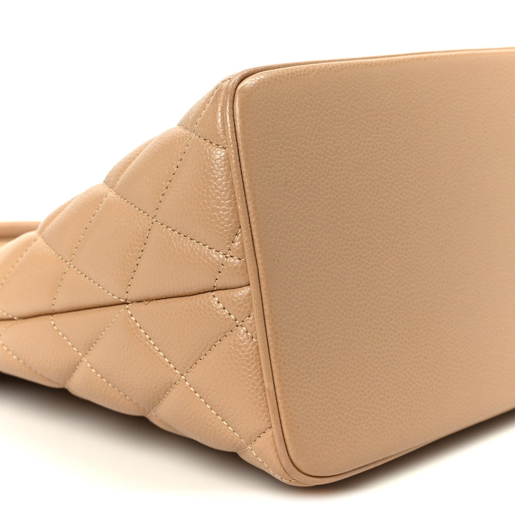 Chanel Caviar Quilted Medallion Tote Beige