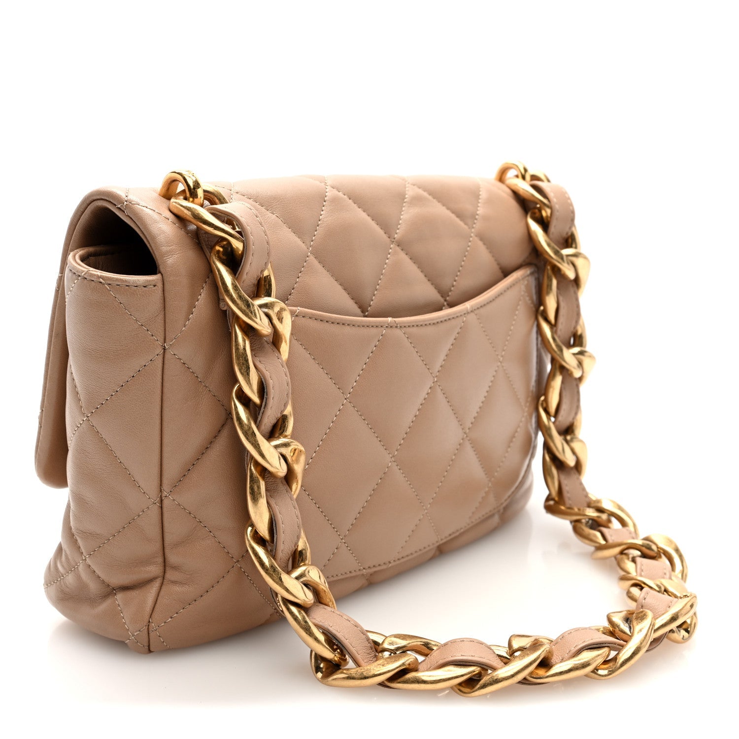 Chanel Lambskin Quilted Large CC Funky Town Flap Beige