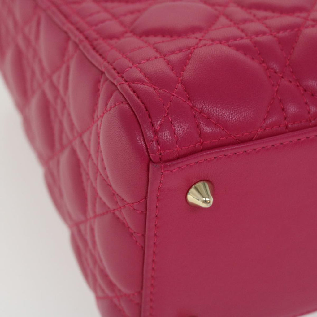 CHRISTIAN DIOR Lady Dior Hand Bag Lamb Skin 2way Pink  28644