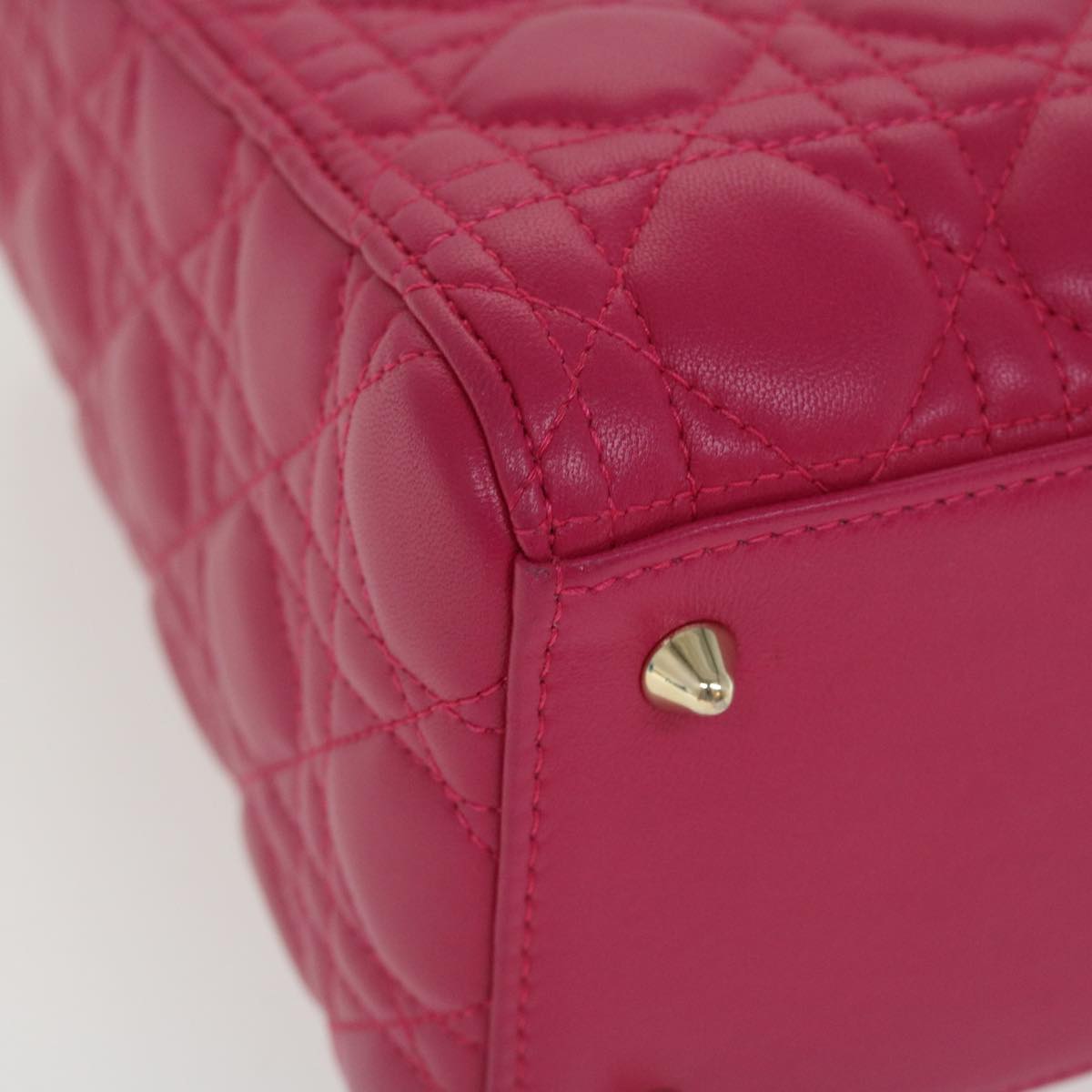 CHRISTIAN DIOR Lady Dior Hand Bag Lamb Skin 2way Pink  28644