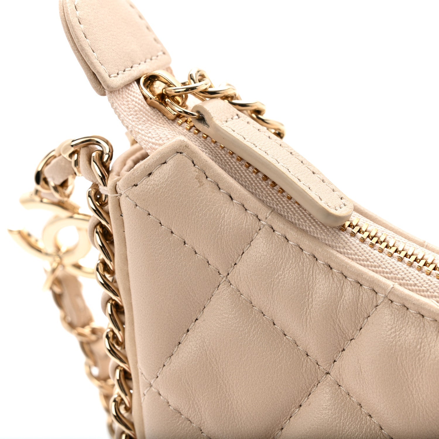 Chanel Lambskin Quilted Small Hobo Bag Light Beige