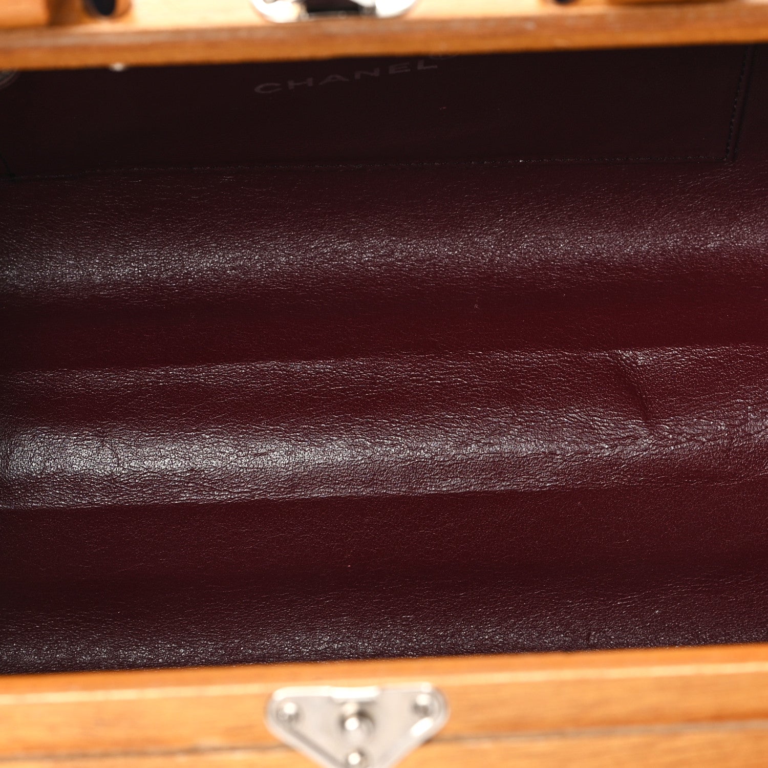 Chanel Wood Lambskin CC Vanity Case Brown Black