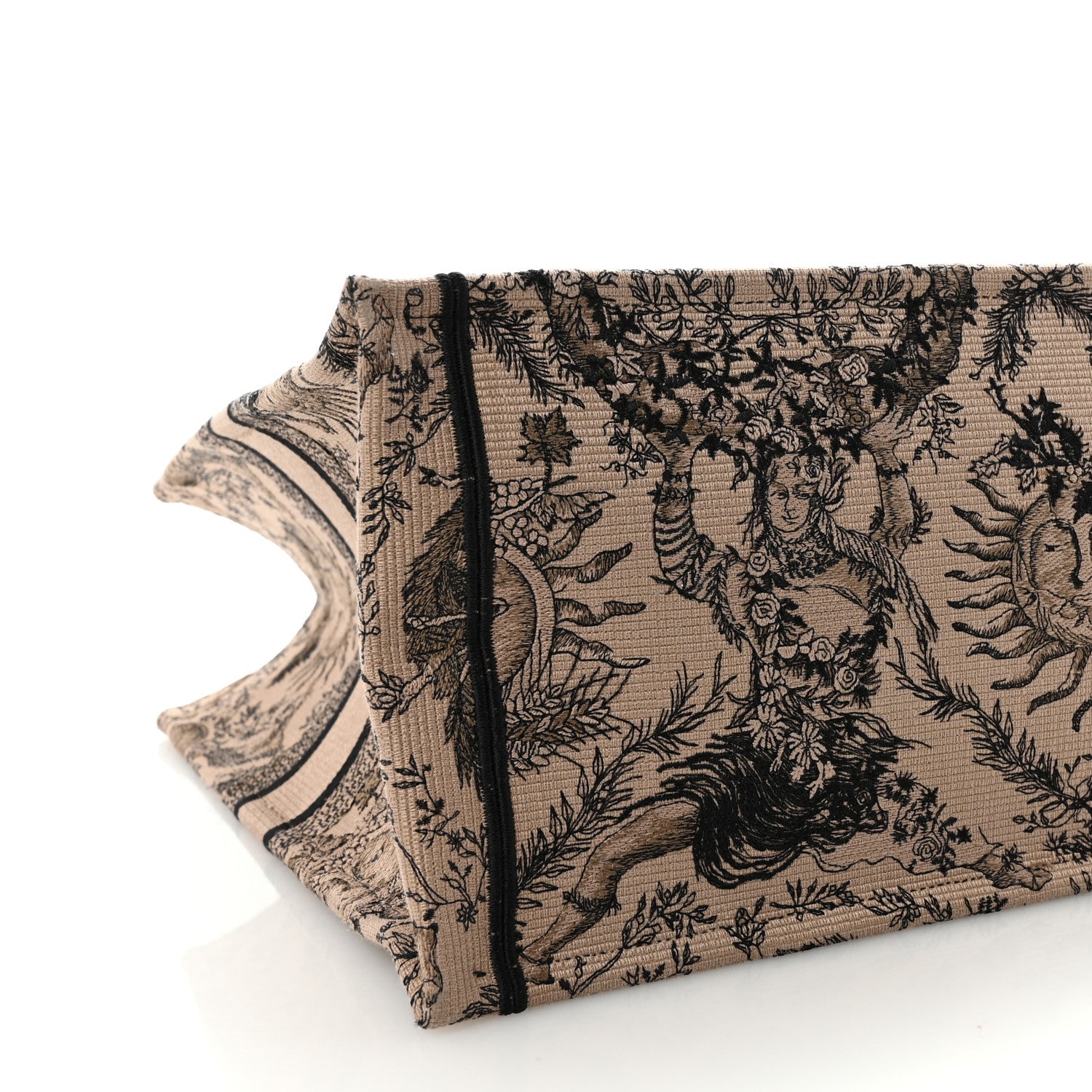 Christian Dior Canvas Embroidered Large Toile de Jouy Soleil Book Tote Beige