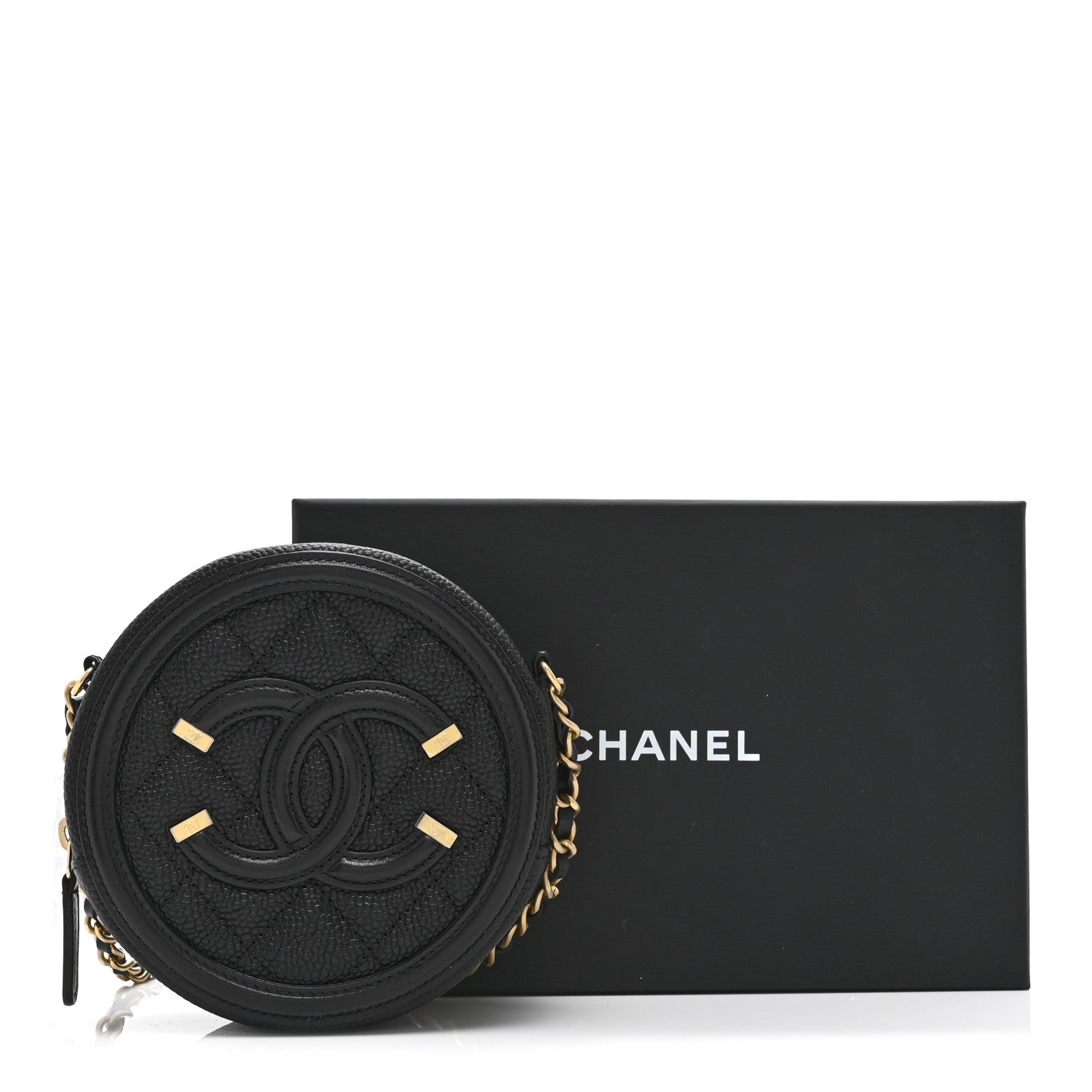 Chanel Caviar Quilted Round Filigree Crossbody Black