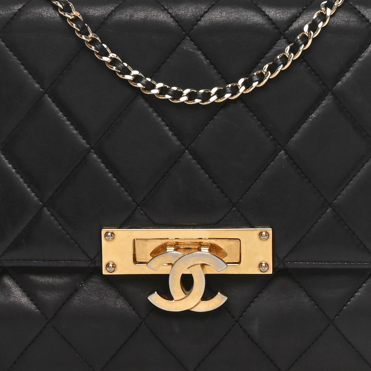 Chanel Lambskin Quilted Medium Golden Class Flap Black