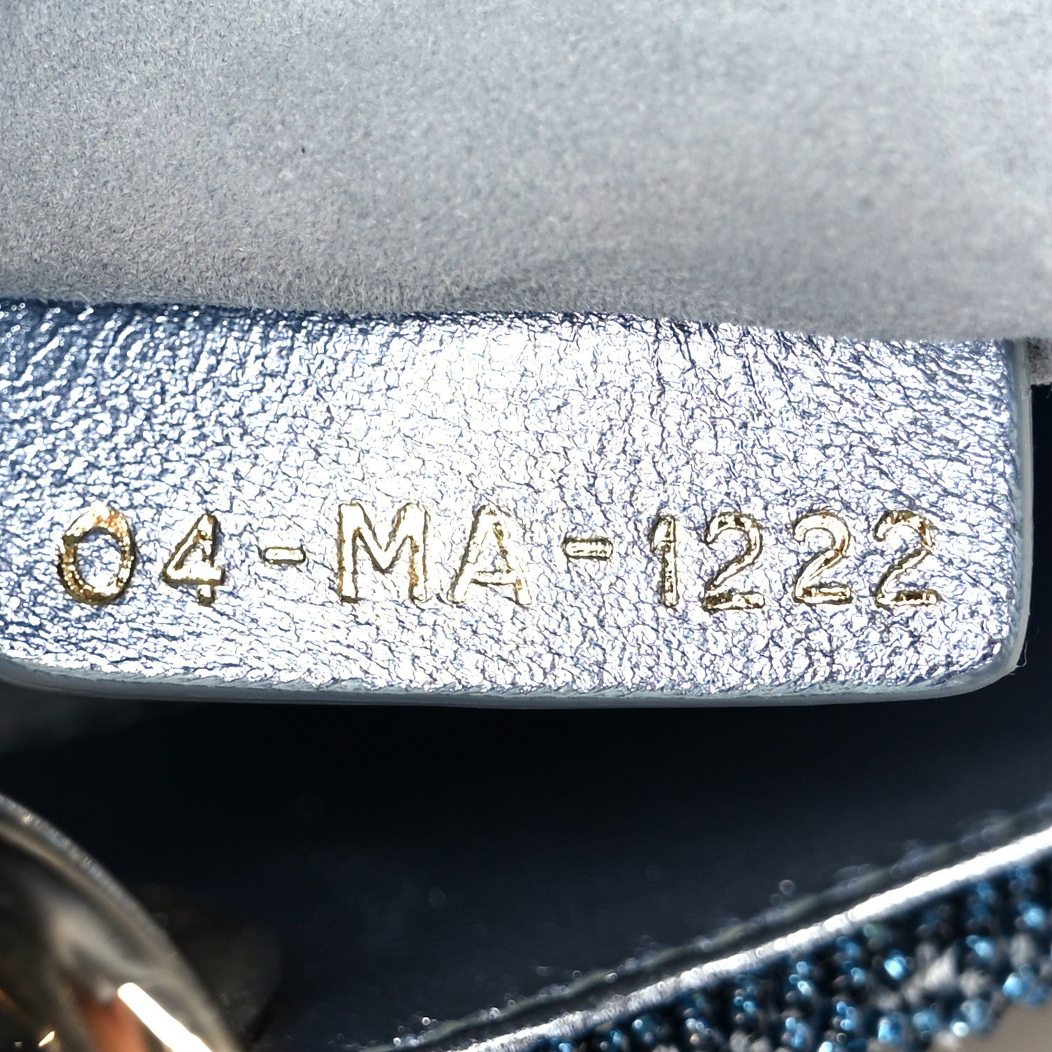 Christian Dior Metallic Calfskin Satin Celestial Bead Embroidery Cannage Mini Lady Dior Blue