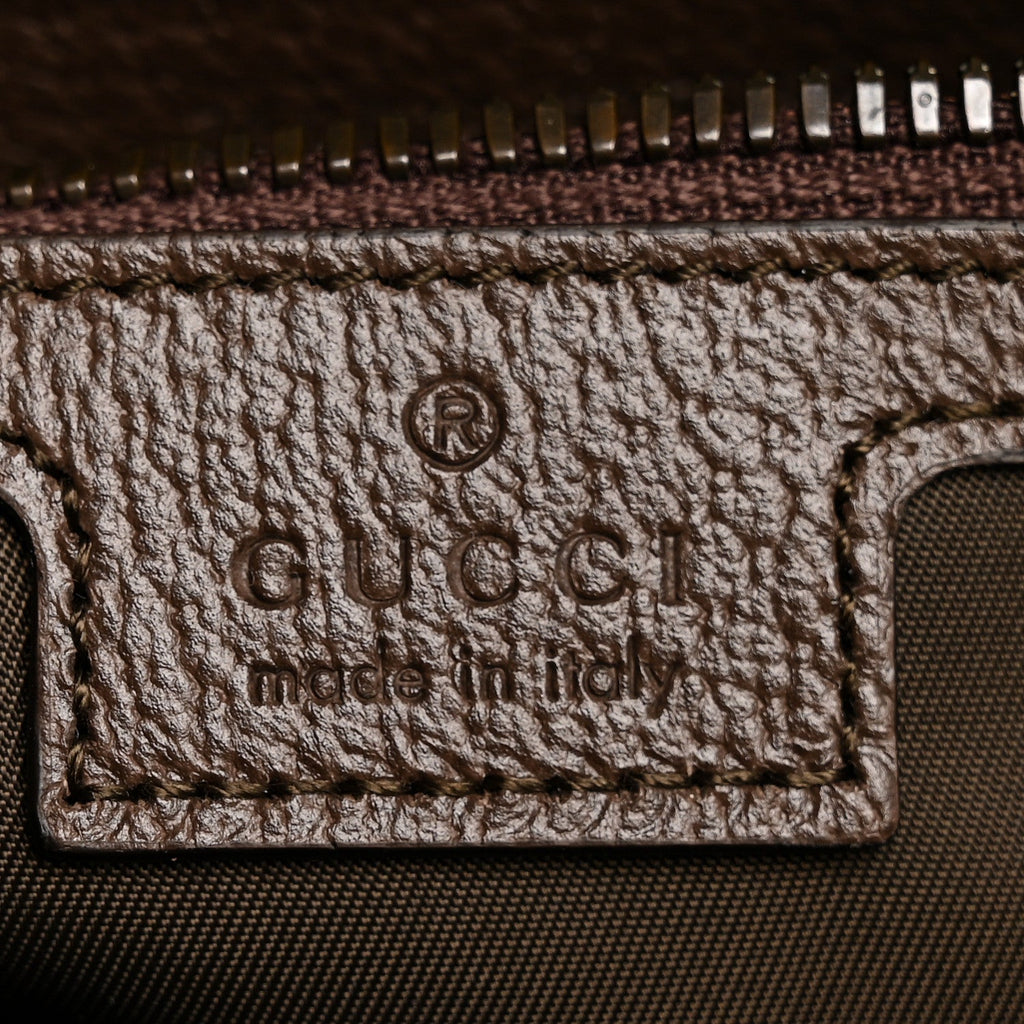 Gucci GG Supreme Monogram Textured Calfskin Web Small Cosmetic Case Beige Ebony New Acero