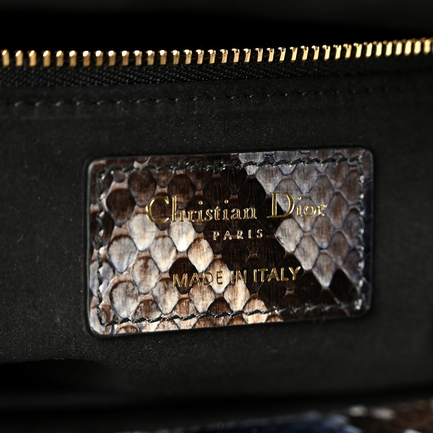 Christian Dior Snakeskin Small Lady Dior Bleu Multicolor