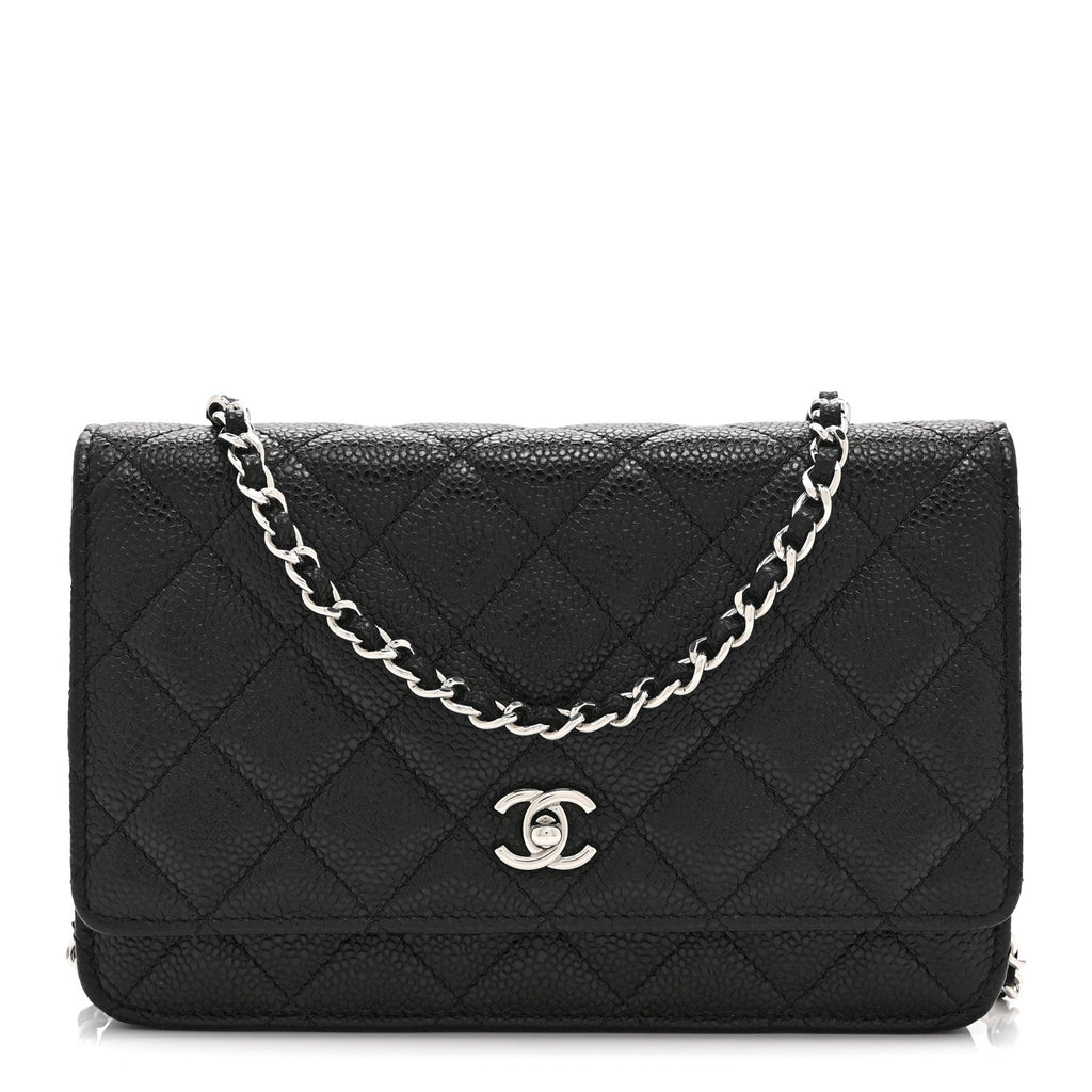 Chanel Caviar Quilted CC Turnlock Wallet On Chain WOC Black
