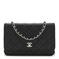 Chanel Caviar Quilted CC Turnlock Wallet On Chain WOC Black