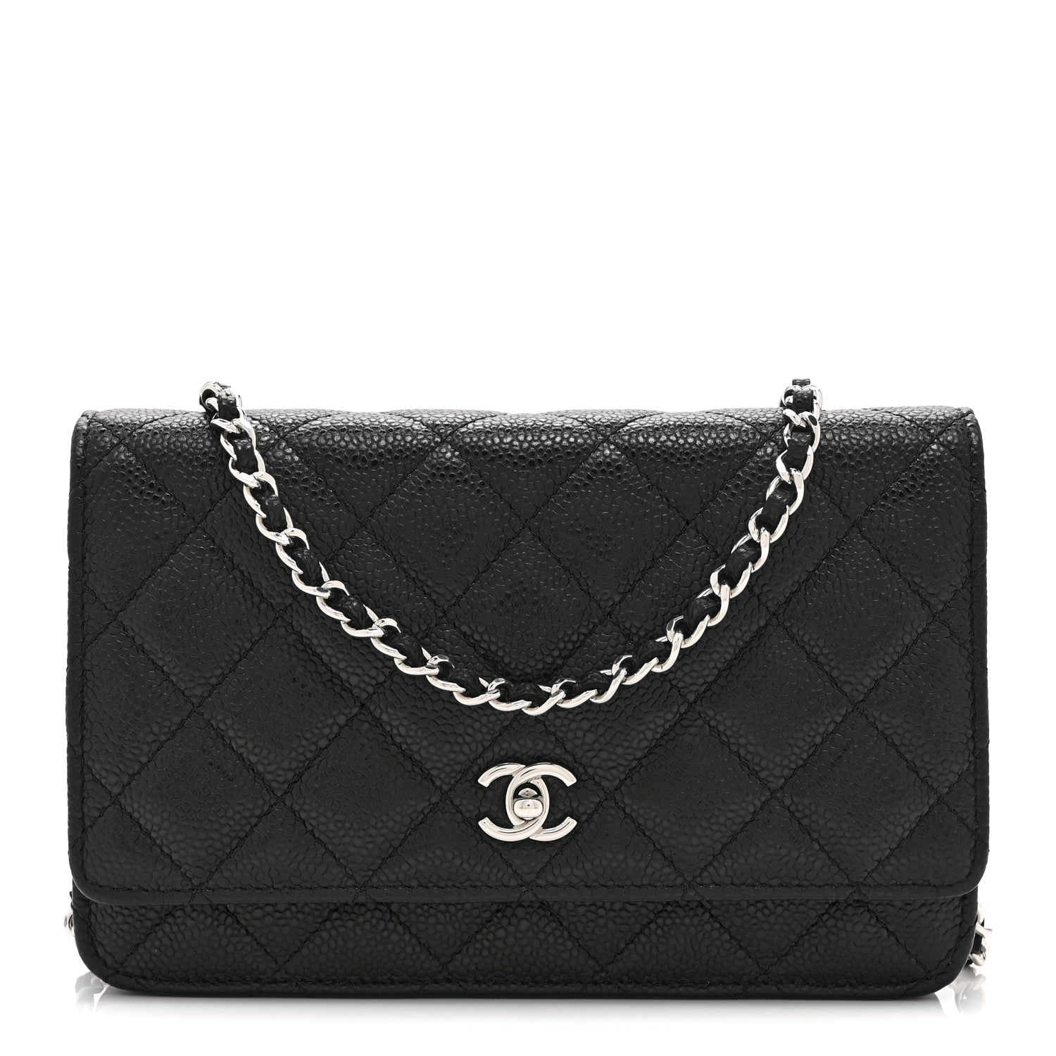 Chanel Caviar Quilted CC Turnlock Wallet On Chain WOC Black