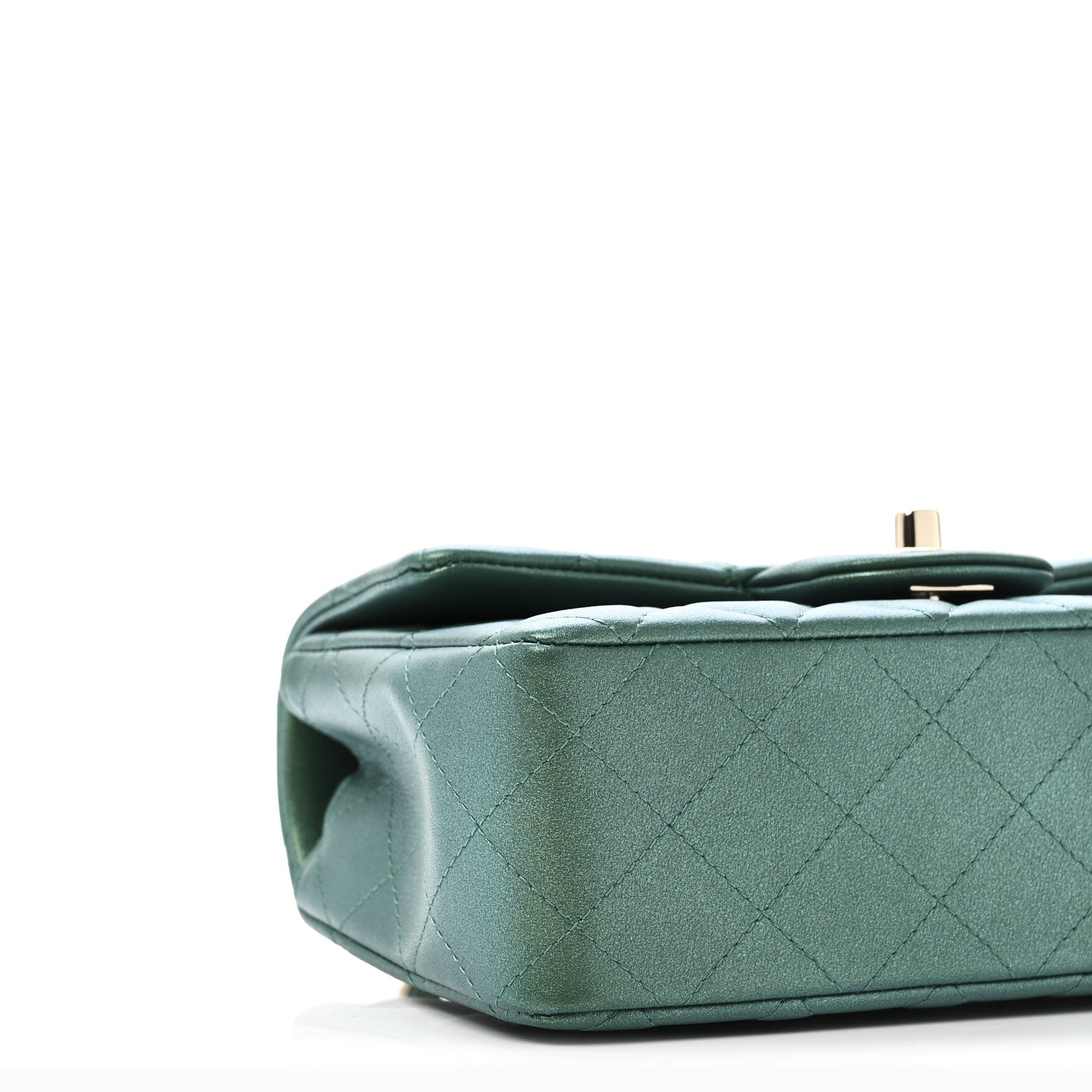Chanel Iridescent Lambskin Quilted Mini Rectangular Flap Green
