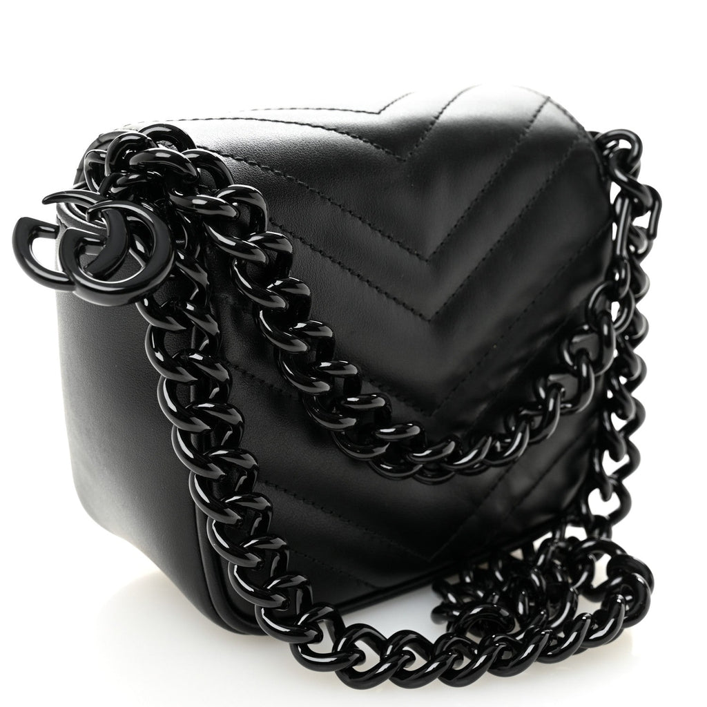 Gucci Calfskin Matelasse Monochrome GG Marmont Chain Mini Belt Bag Black