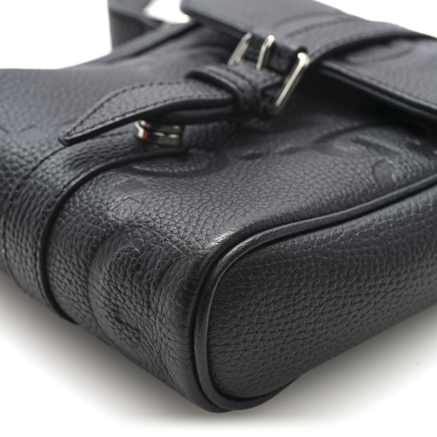 Gucci Piuma Calfskin Jumbo GG Embossed Small Messenger Bag Black