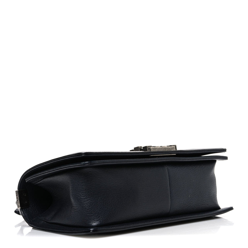 Chanel Goatskin Quilted Patent Medium Duo Boy Flap Black