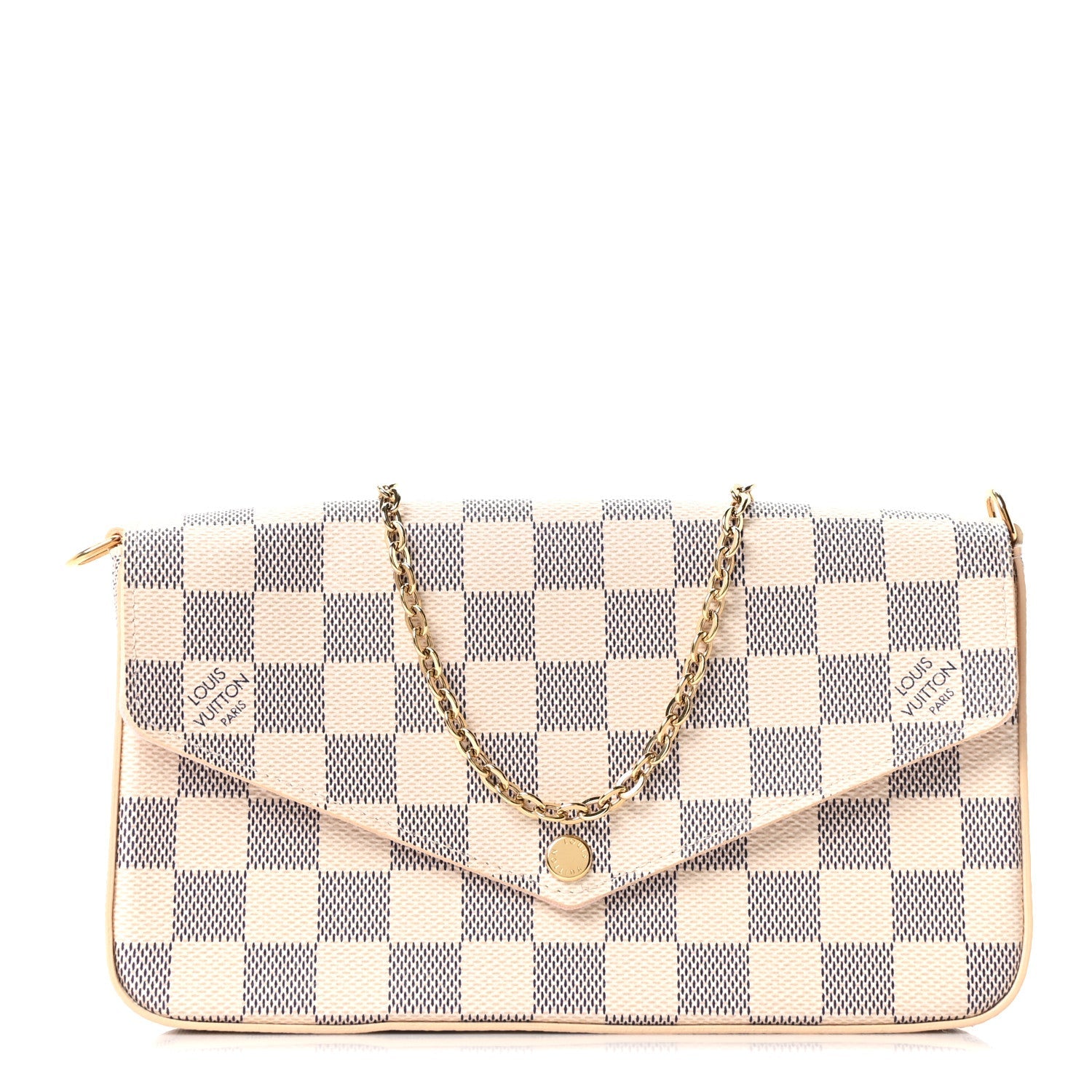 Louis Vuitton Damier Azur Pochette Felicie Chain Wallet Rose Ballerine