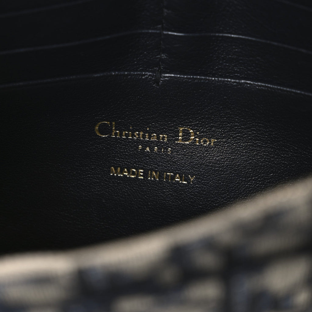 Christian Dior Oblique Saddle Chain Pouch Blue