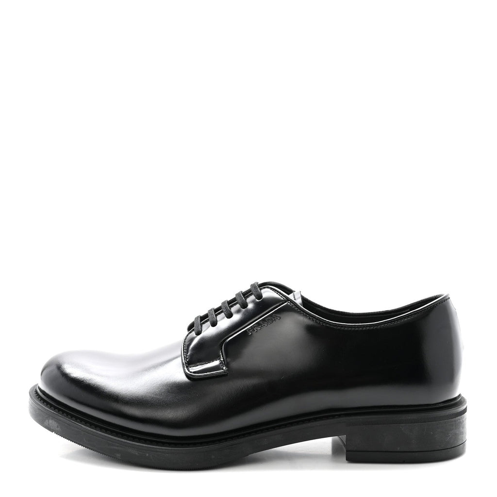 Prada Spazzolato Mens Derby Loafers 7.5 Black