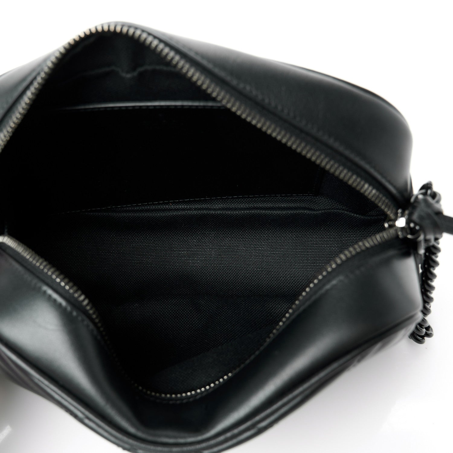 Gucci Calfskin Matelasse Monochrome Small GG Marmont Chain Shoulder Bag Black