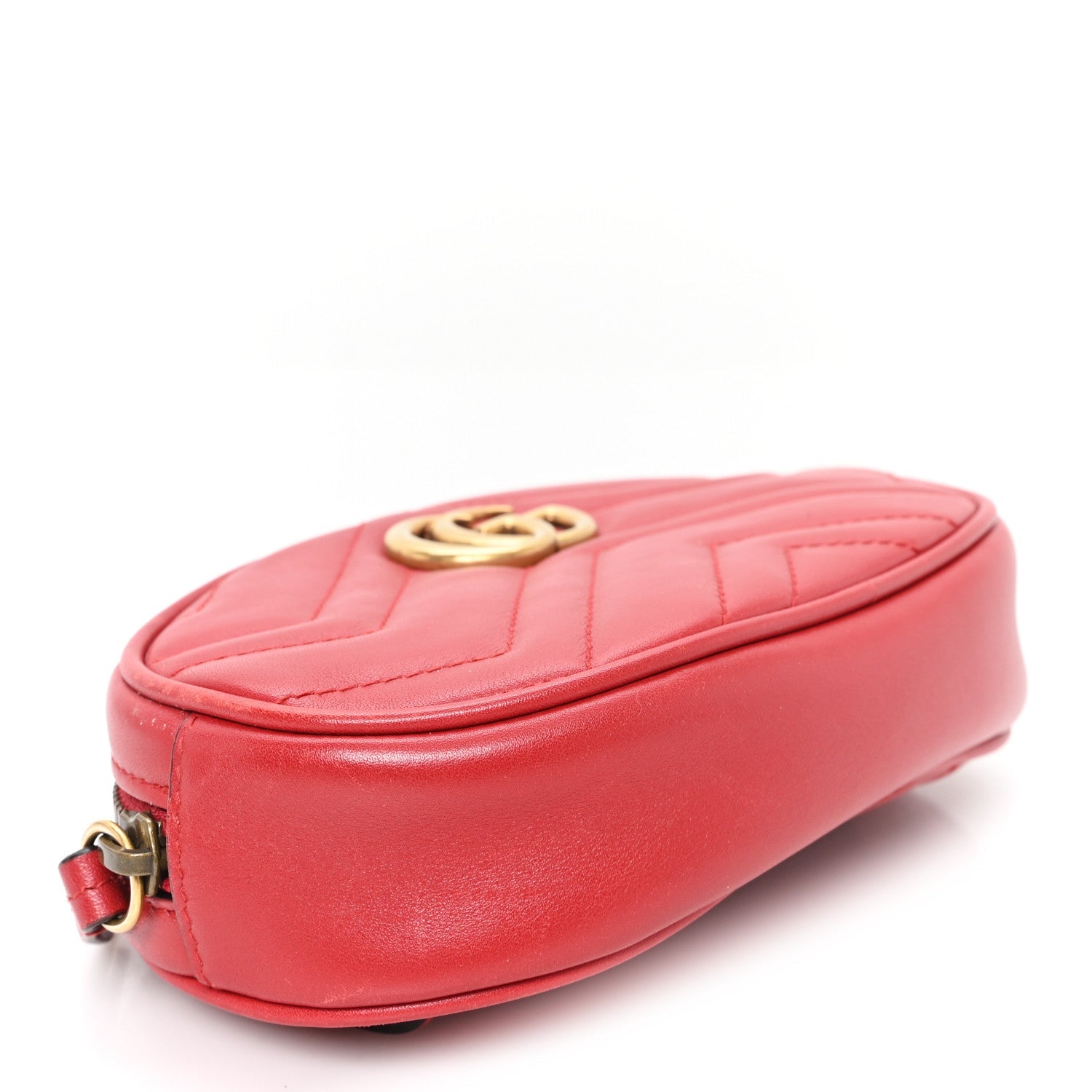 Gucci Calfskin Matelasse GG Marmont Belt Bag 75 30 Hibiscus Red